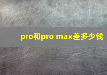 pro和pro max差多少钱